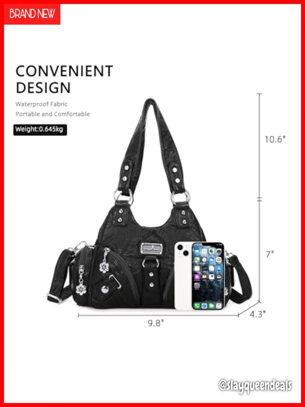 Small Hobo Shoulder Bag Faux Leather Multi-Pocket Tote with Zipper